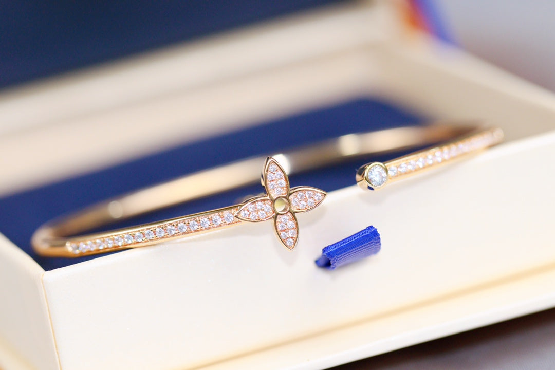 [Rose Jewelrys] IDYLLE PINK GOLD OPEN BRACELET DIAMOND PAVED