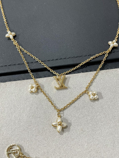 []FLOWERGRAM GOLD MOP DOUBLE ROW NECKLACE