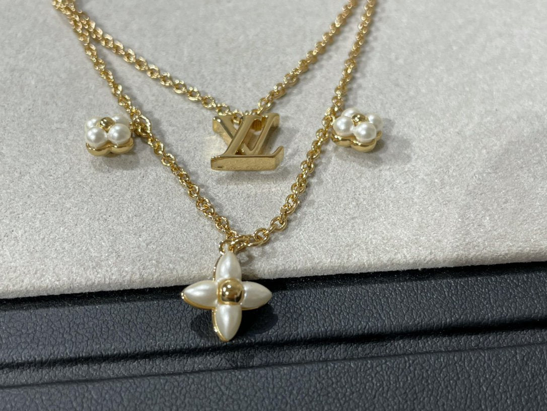 [Rose Jewelrys] FLOWERGRAM GOLD MOP DOUBLE ROW NECKLACE
