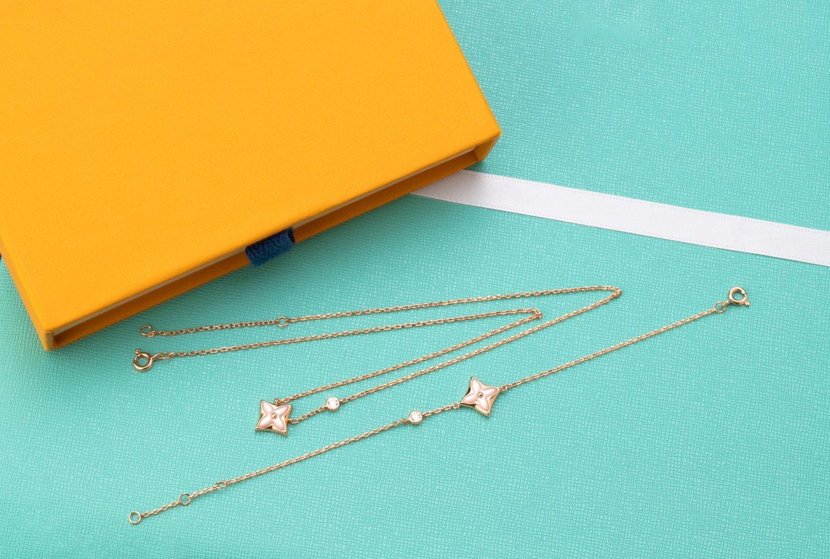 [Rose Jewelrys] STAR PINK MOP 1 DIAMOND PINK GOLD NECKLACE