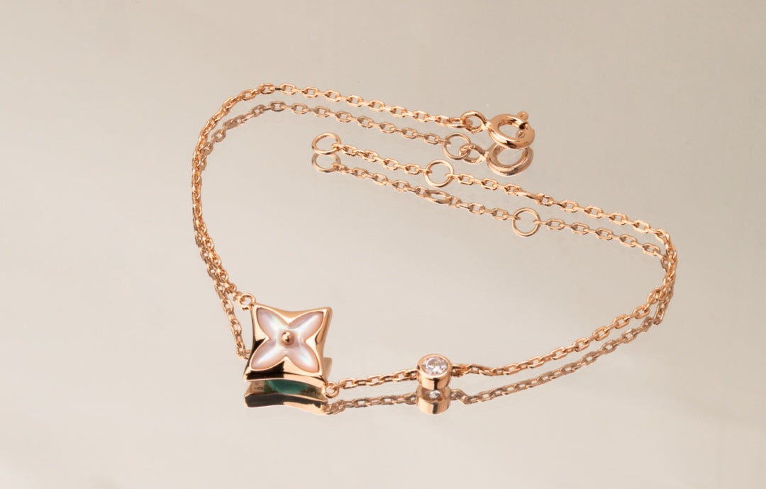 [Rose Jewelrys] STAR PINK MOP 1 DIAMOND PINK GOLD NECKLACE