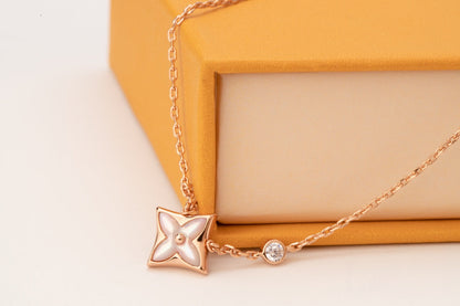 [Rose Jewelrys] STAR PINK MOP 1 DIAMOND PINK GOLD NECKLACE