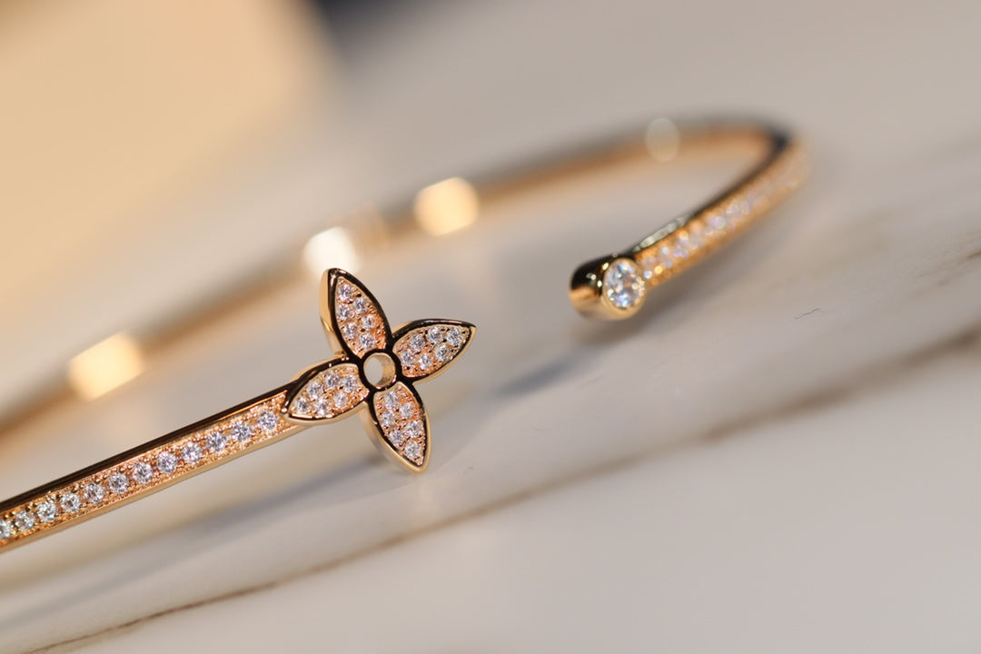 [Rose Jewelrys] IDYLLE GOLD OPEN BRACELET DIAMOND PAVED