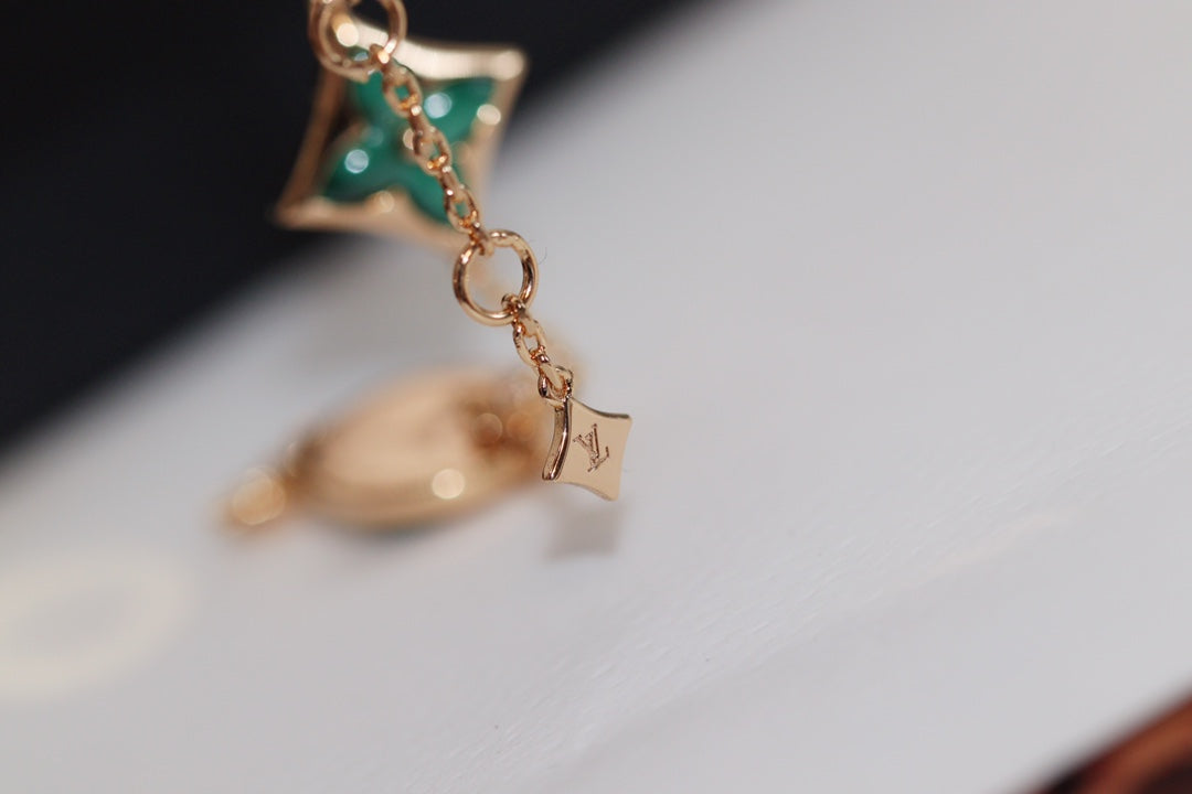 [Rose Jewelrys] STAR AND SUN 4 MOTIF PINK GOLD MALACHITE BRACELET