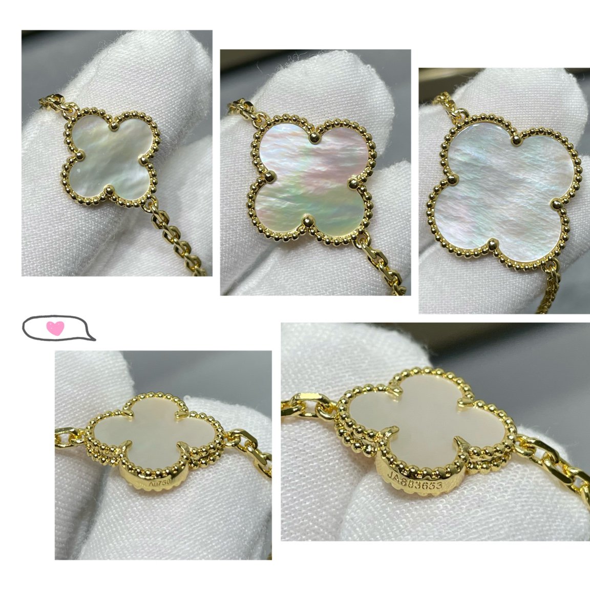 [Rose Jewelrys]CLOVER 16 MOTIF WHITE MOP GOLD NECKLACE