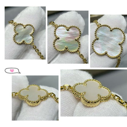 [Rose Jewelrys]CLOVER 16 MOTIF WHITE MOP GOLD NECKLACE