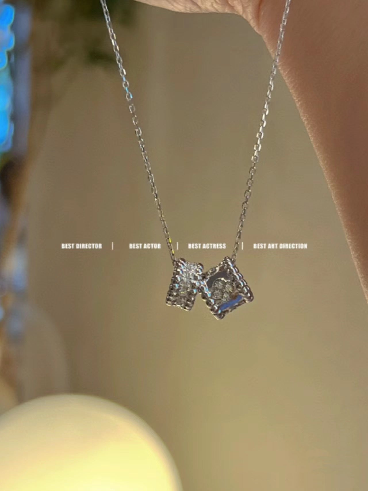 [Rose Jewelrys]PERLEE DOUBLE PENDANT SILVER DIAMOND NECKLACE
