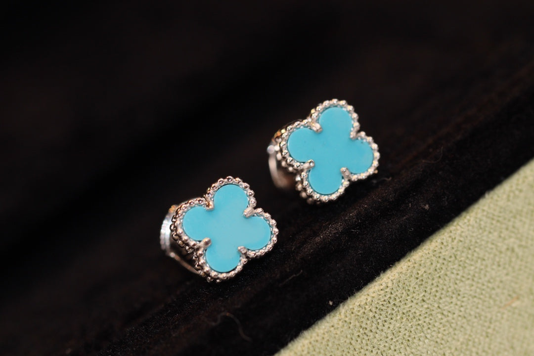 [Rose Jewelrys]CLOVER MINI TURQUOISE SILVER STUD EARRINGS