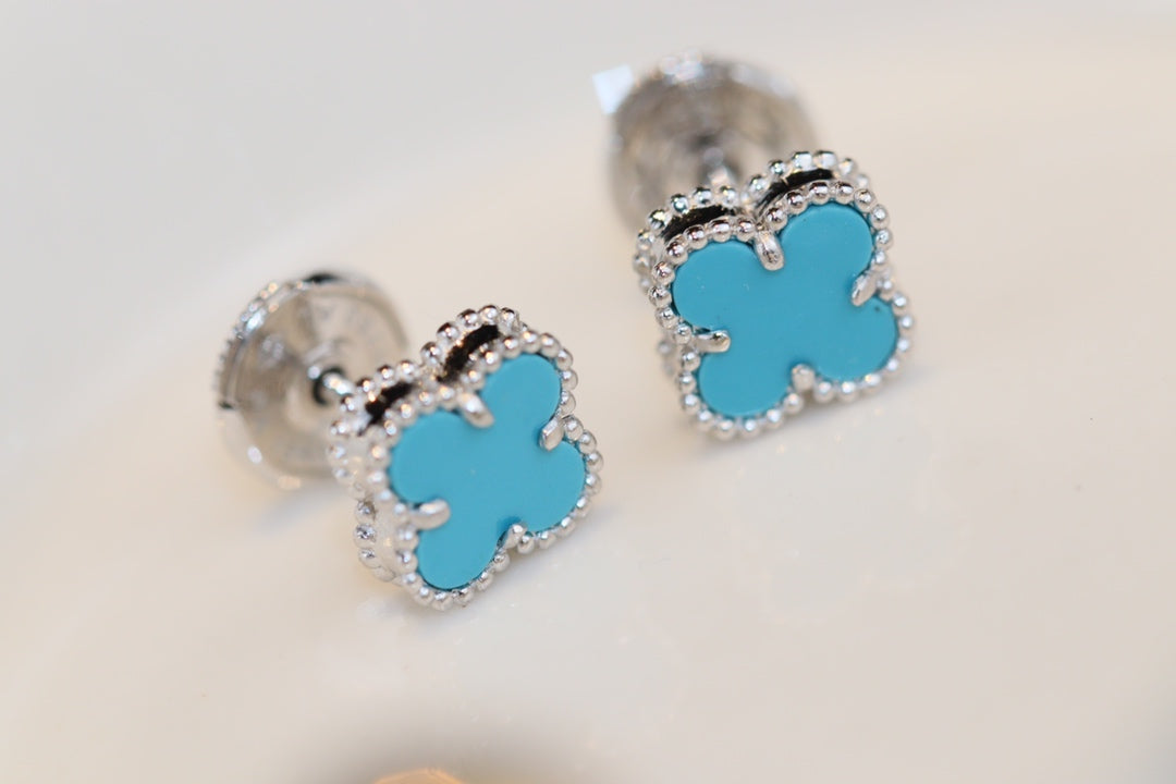 [Rose Jewelrys]CLOVER MINI TURQUOISE SILVER STUD EARRINGS
