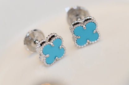 [Rose Jewelrys]CLOVER MINI TURQUOISE SILVER STUD EARRINGS