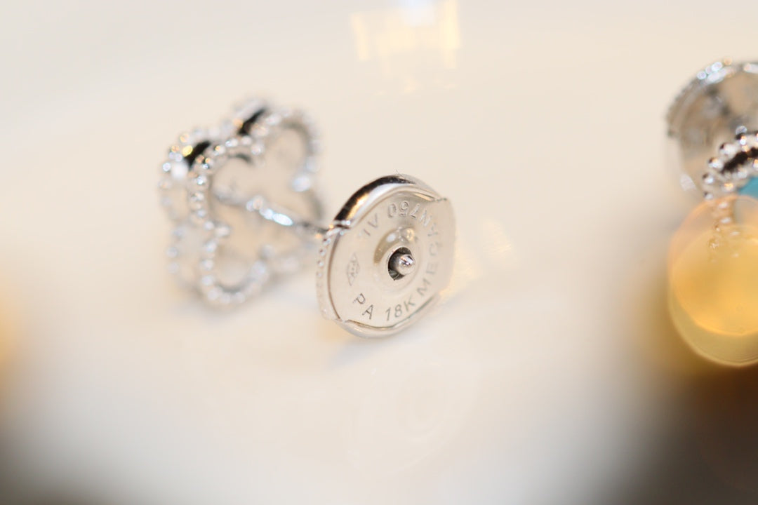 [Rose Jewelrys]CLOVER MINI TURQUOISE SILVER STUD EARRINGS