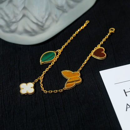 [Rose Jewelrys]LUCKY SPRING 5 MOTIF GOLD BRACELET