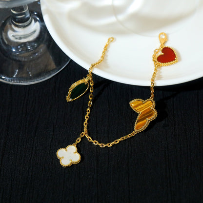 [Rose Jewelrys]LUCKY SPRING 5 MOTIF GOLD BRACELET