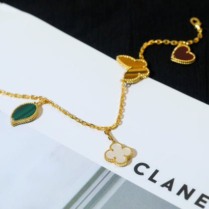 [Rose Jewelrys]LUCKY SPRING 5 MOTIF GOLD BRACELET