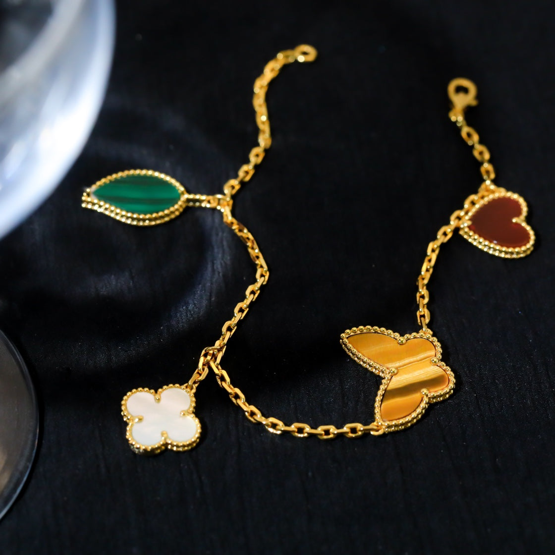 [Rose Jewelrys]LUCKY SPRING 5 MOTIF GOLD BRACELET