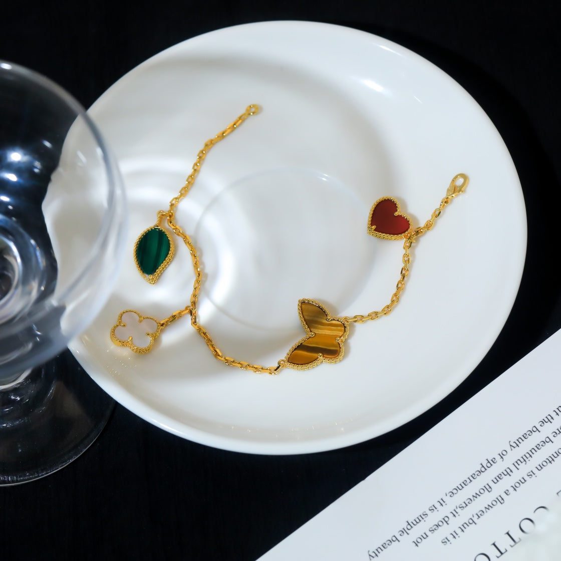 [Rose Jewelrys]LUCKY SPRING 5 MOTIF GOLD BRACELET