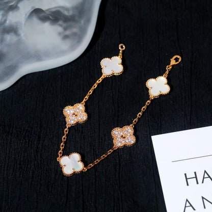 [Rose Jewelrys]CLOVER BRACELET 5 MOTIF WHITE MOP DIAMOND
