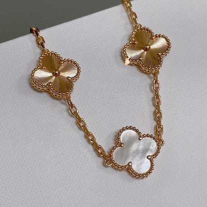 [Rose Jewelrys]CLOVER BRACELET 5 MOTIF WHITE MOP PINK GOLD