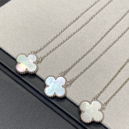 [Rose Jewelrys]CLOVER MEDIUM SILVER WHITE MOP NECKLACE