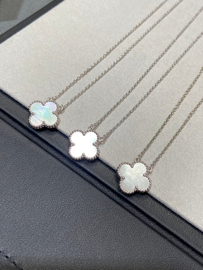 [Rose Jewelrys]CLOVER MEDIUM SILVER WHITE MOP NECKLACE