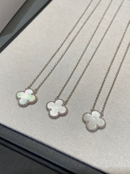 [Rose Jewelrys]CLOVER MEDIUM SILVER WHITE MOP NECKLACE