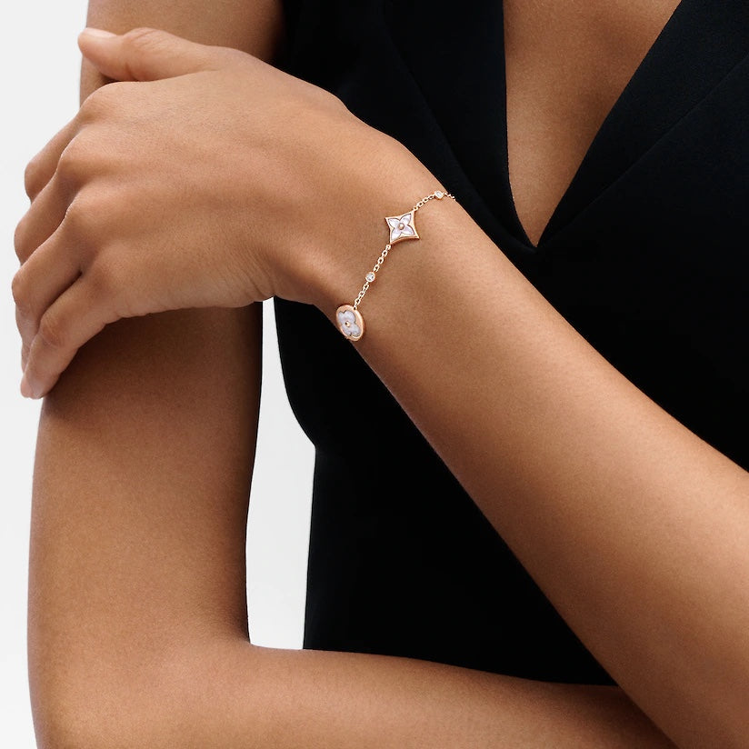 [Rose Jewelrys]STAR AND SUN 4 MOTIF WHITE MOP PINK GOLD BRACELET