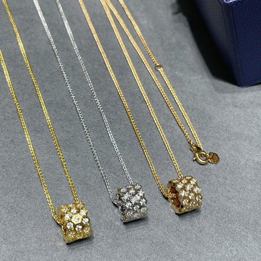 [Rose Jewelrys]BEE LOVE DIAMOND PAVED 3 ROW NECKLACE