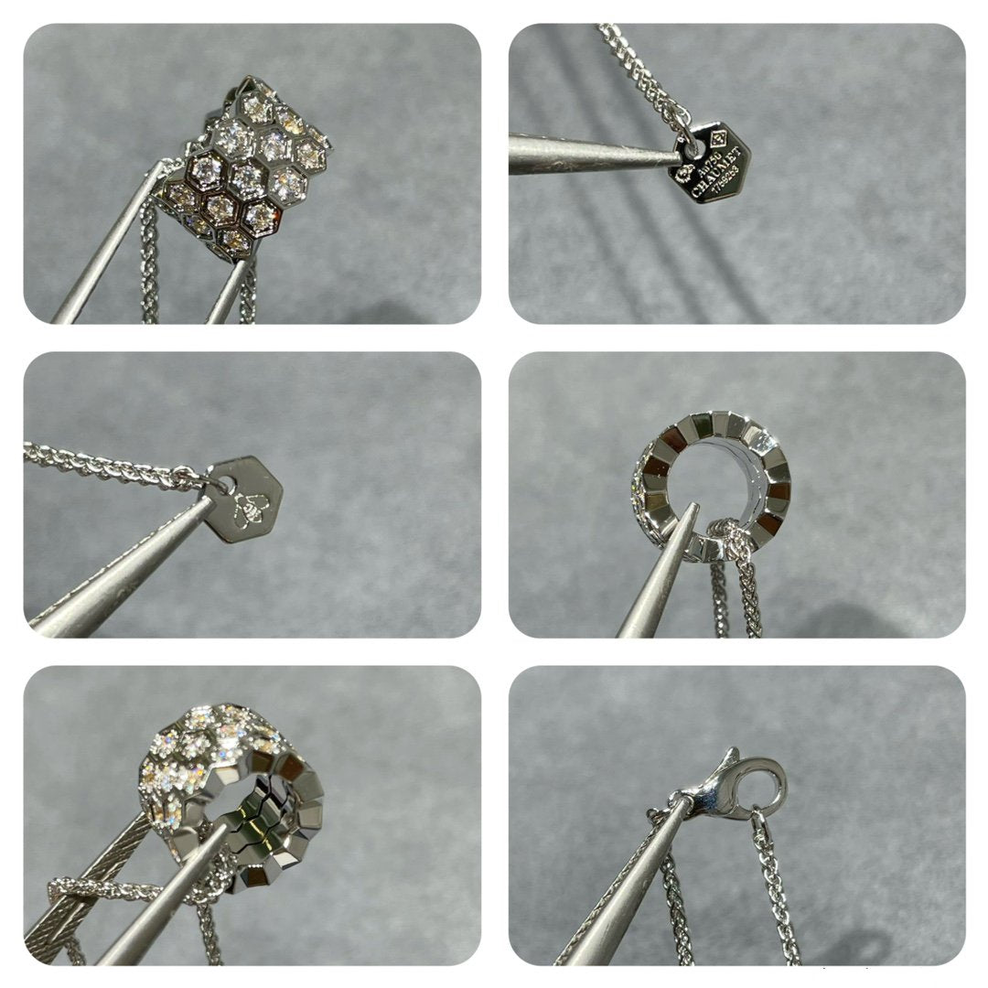 [Rose Jewelrys]BEE LOVE DIAMOND PAVED 3 ROW NECKLACE