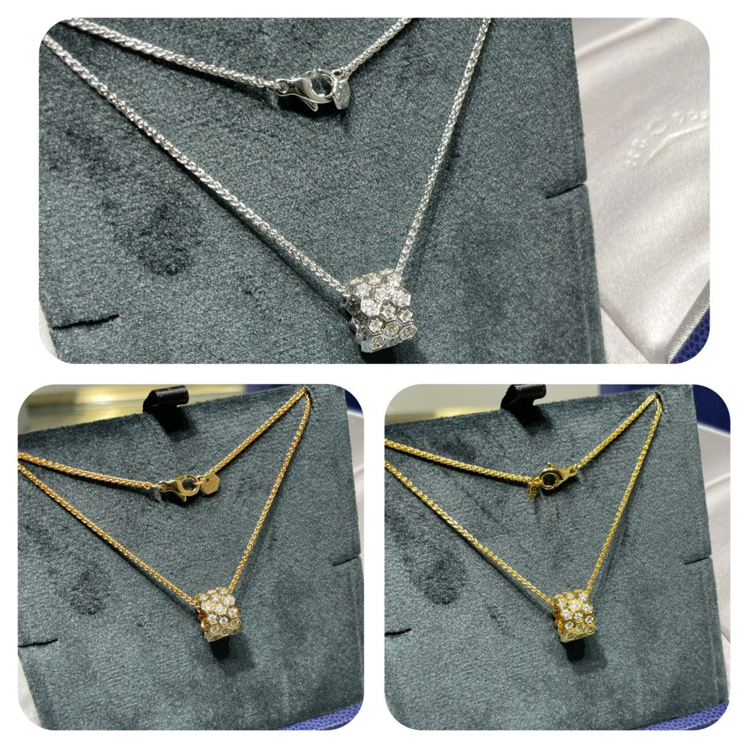 [Rose Jewelrys]BEE LOVE DIAMOND PAVED 3 ROW NECKLACE