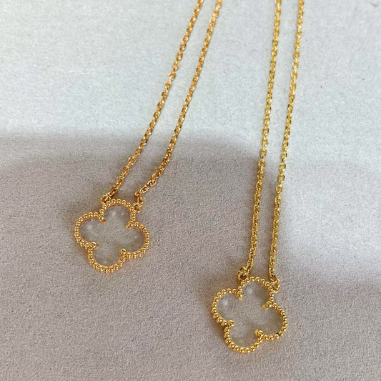 [Rose Jewelrys]CLOVER ROCK CRYSTAL ROSE GOLD NECKLACE