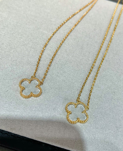 [Rose Jewelrys]CLOVER ROCK CRYSTAL ROSE GOLD NECKLACE