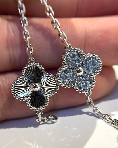 [Rose Jewelrys]CLOVER 5 MOTIF SILVER DIAMOND BRACELET