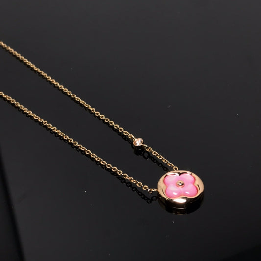 [Rose Jewelrys] COLOR BLOSSOM PINK MOP SUN GOLD NECKLACE