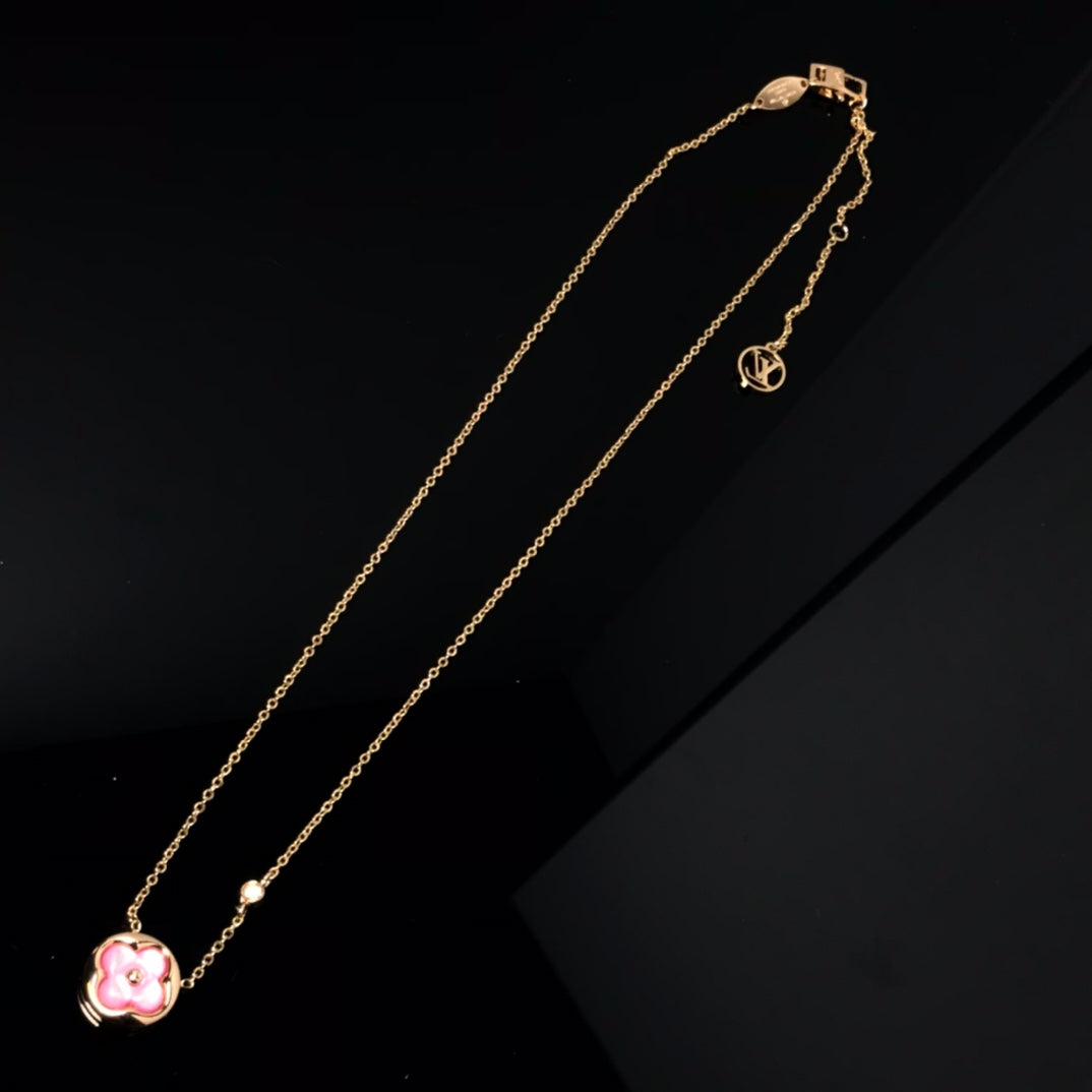 [Rose Jewelrys] COLOR BLOSSOM PINK MOP SUN GOLD NECKLACE