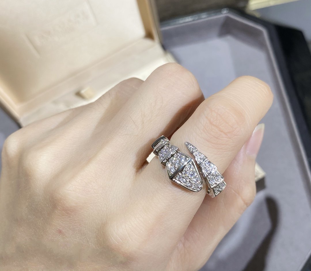 [Rose Jewelrys]SERPENTI LARGE RING SILVER DIAMOND PAVED