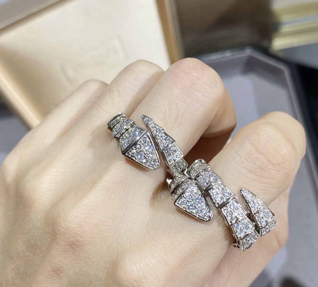 [Rose Jewelrys]SERPENTI LARGE RING SILVER DIAMOND PAVED