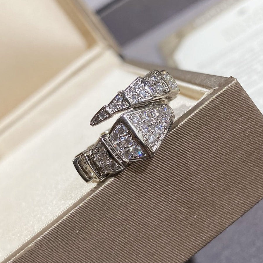 [Rose Jewelrys]SERPENTI LARGE RING SILVER DIAMOND PAVED