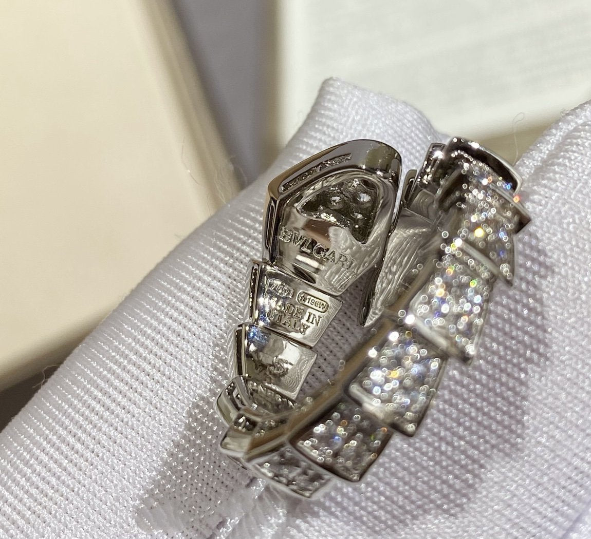 [Rose Jewelrys]SERPENTI LARGE RING SILVER DIAMOND PAVED