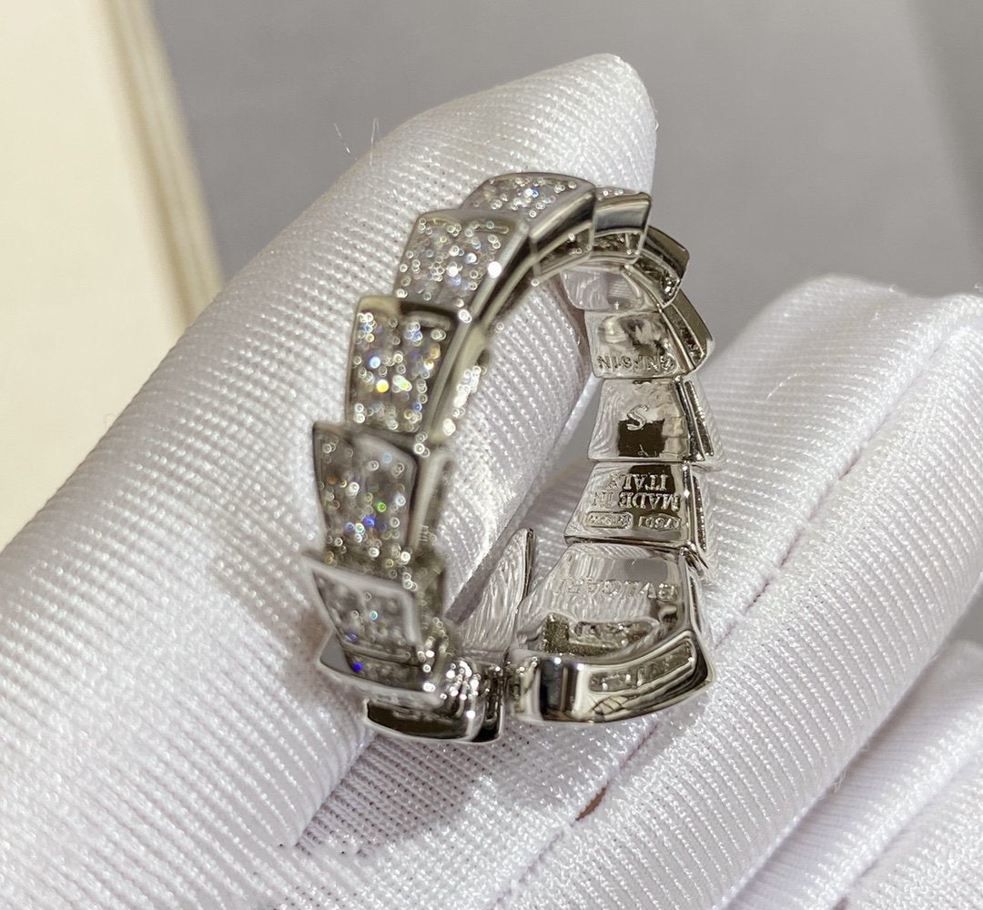 [Rose Jewelrys]SERPENTI LARGE RING SILVER DIAMOND PAVED