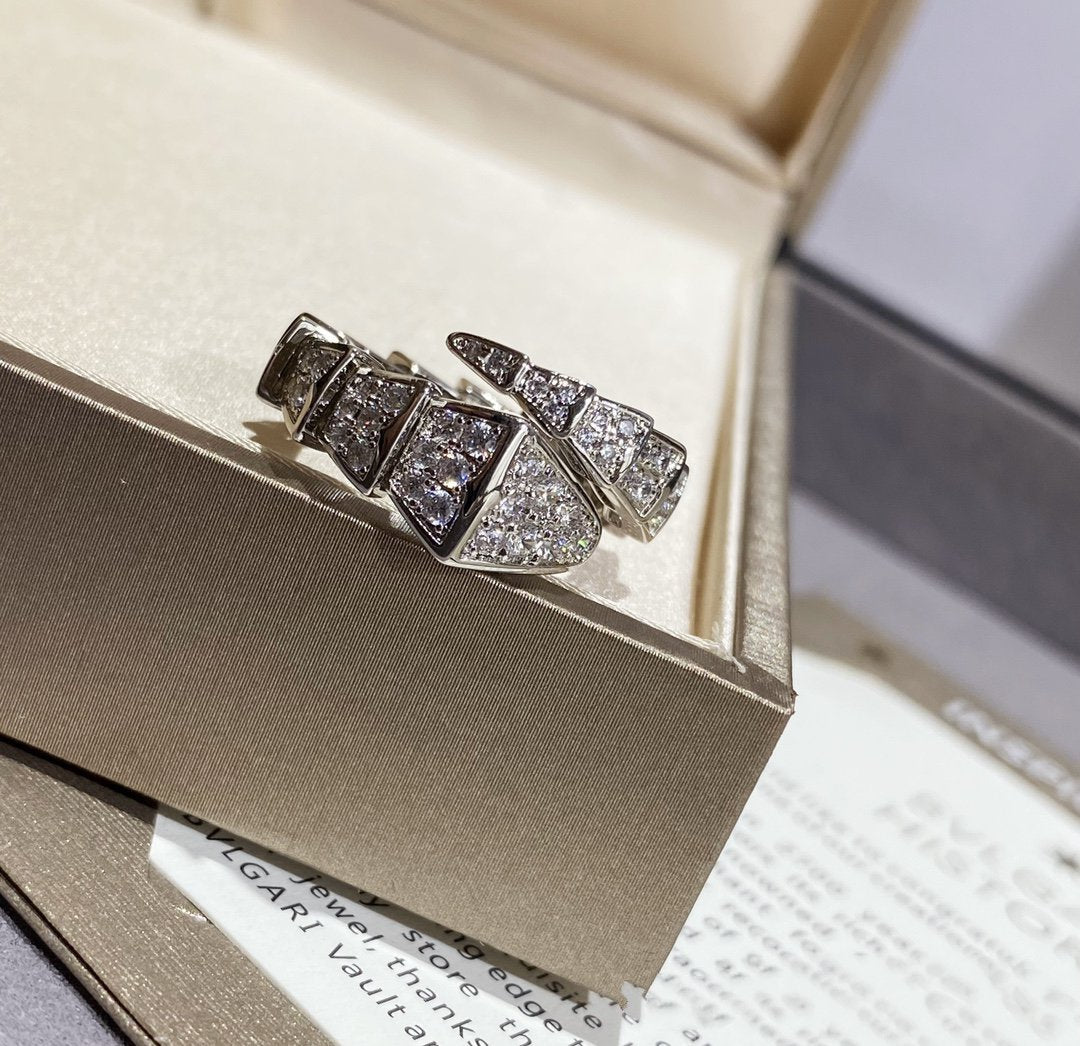 [Rose Jewelrys]SERPENTI LARGE RING SILVER DIAMOND PAVED