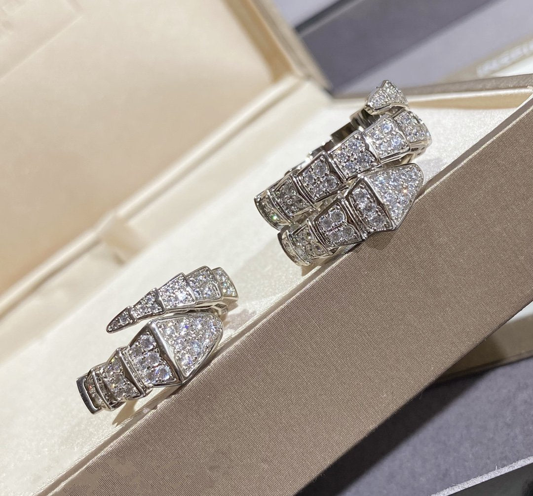 [Rose Jewelrys]SERPENTI LARGE RING SILVER DIAMOND PAVED