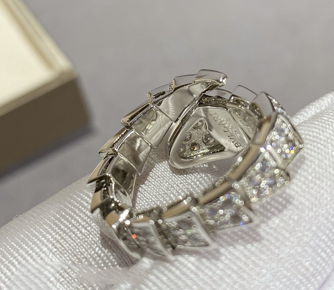 [Rose Jewelrys]SERPENTI LARGE RING SILVER DIAMOND PAVED