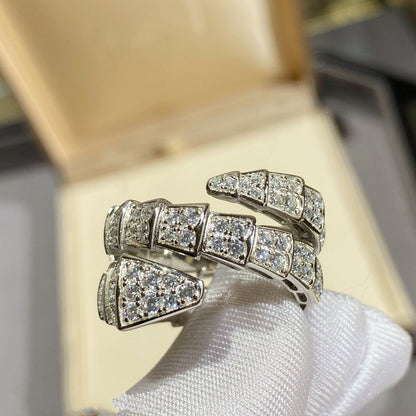 [Rose Jewelrys]SERPENTI DOUBLE RING SILVER DIAMOND PAVED
