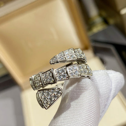 [Rose Jewelrys]SERPENTI DOUBLE RING SILVER DIAMOND PAVED