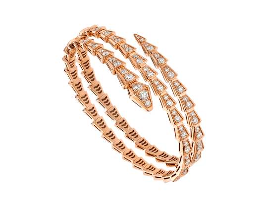 [Rose Jewelrys]SERPENTI BRACELET PINK GOLD DIAMOND DOUBLE ROW
