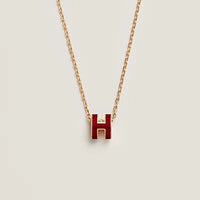 [🌹Rose💎]HM CLIC RED ENAMEL GOLD NECKLACE