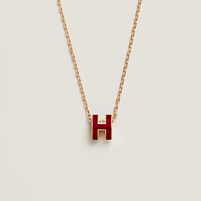 [🌹Rose💎]HM CLIC RED ENAMEL GOLD NECKLACE