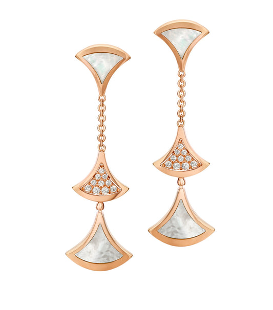 [Rose Jewelrys]DREAM EARRINGS 3 MOTIFS DIAMOND MOP PINK GOLD