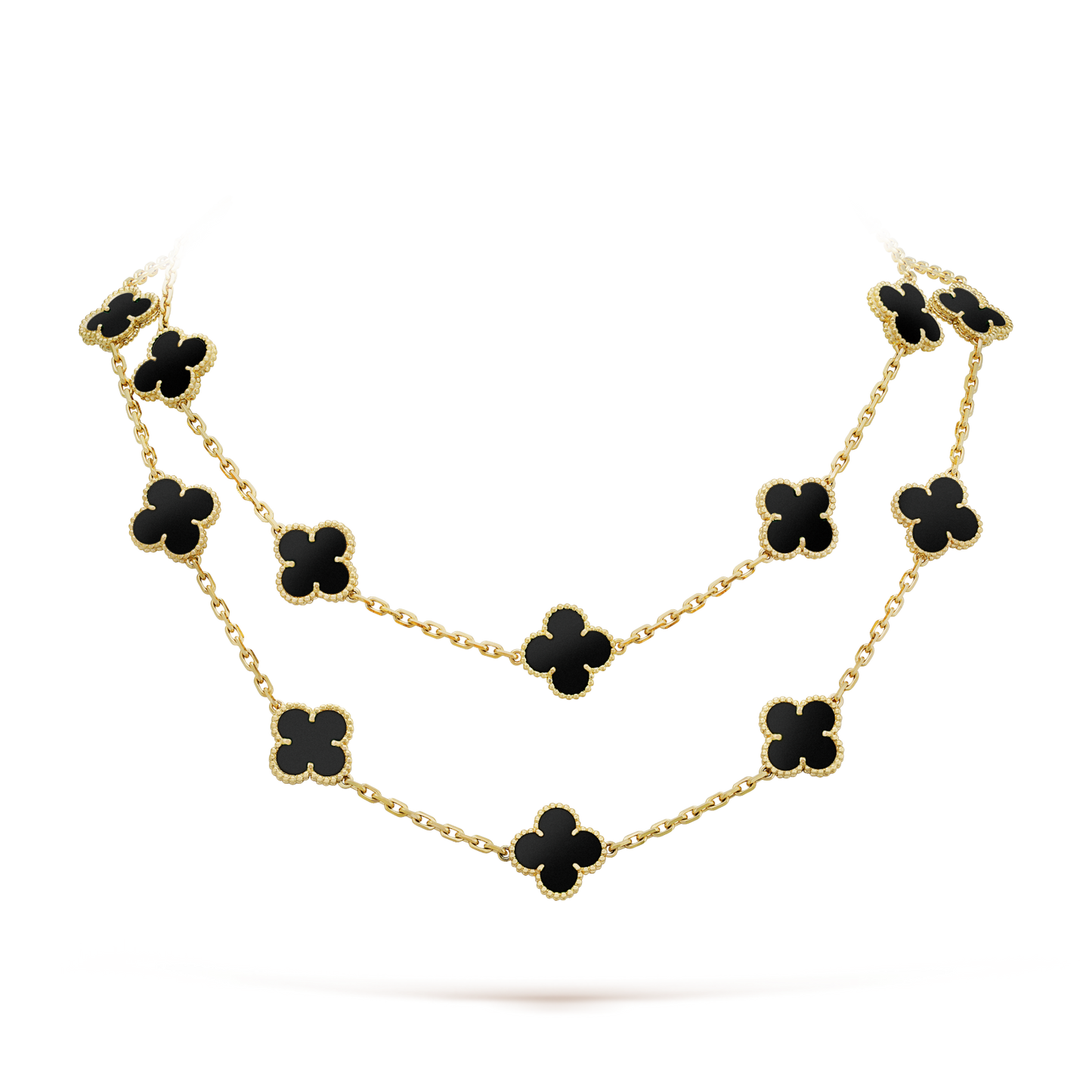 [Rose Jewelrys]CLOVER 20 MOTIFS ONYX NECKLACE
