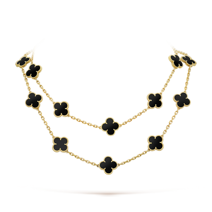[Rose Jewelrys]CLOVER 20 MOTIFS ONYX NECKLACE